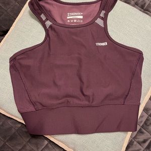 Women’s purple sports bra top by Stronger.